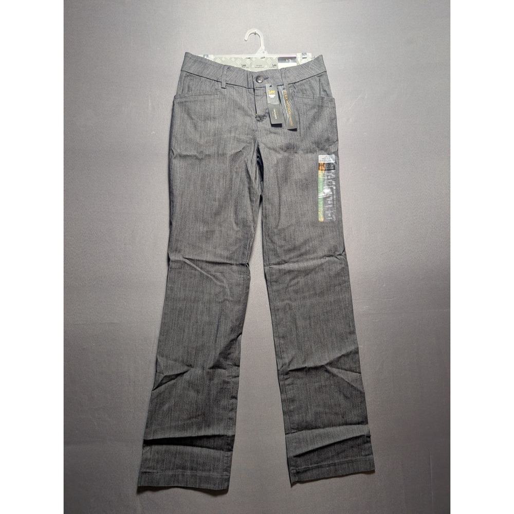 Lee Platinum Madelyn Pants Womens 6L Gray Flex Motion Straight Leg Flat Front